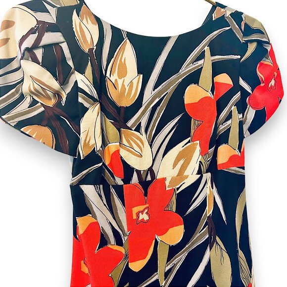 Vintage Leslie Faye 80’s Open-Back Floral Bow Cocktail Dress - Picture 4 of 10